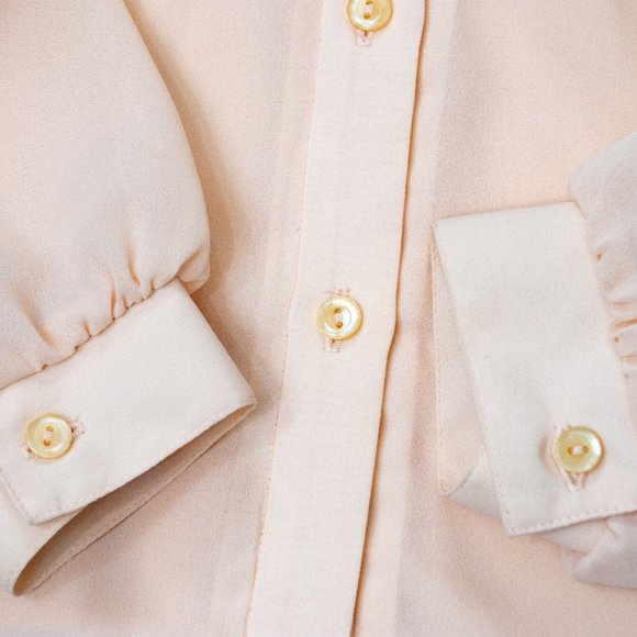 Vintage Ruffle Button Down Dress Shirt | Elise Whitely Women's Peach Size 12 - Picture 4 of 9